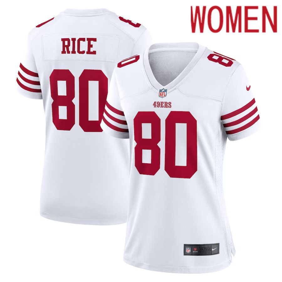 Women San Francisco 49ers 80 Jerry Rice Nike White Retired Player Game NFL Jersey